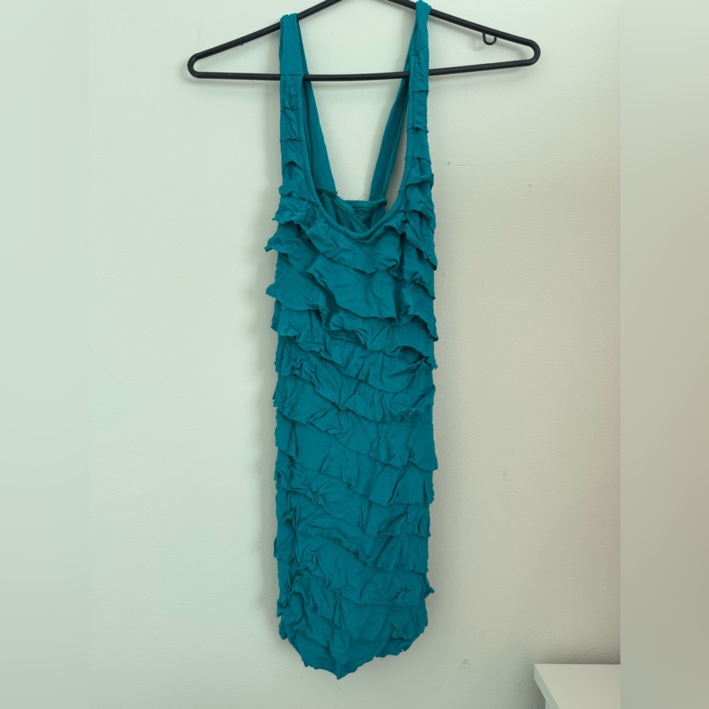 Teal Ruffle Top